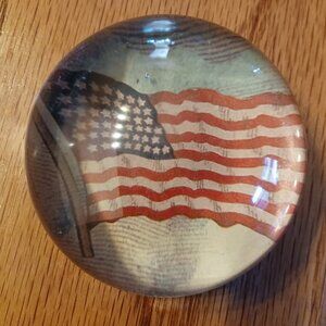 Glass paper-weight with U.S. flag